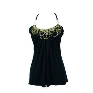 High-end Black halter top w/ Black embellishments